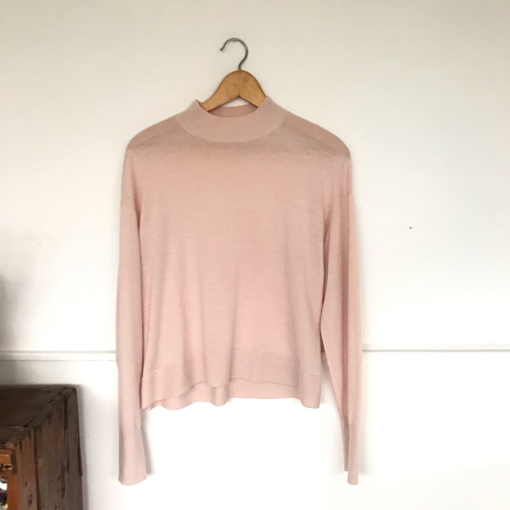 Everlane Blush Cashmere cropped mock neck